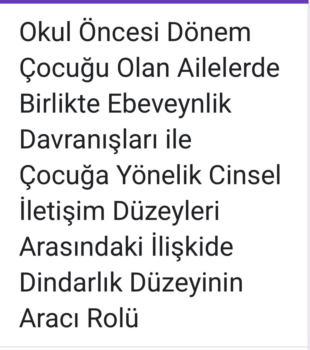 36-72 ay (3-6 yaş) çocuğu olan anneler ve babalar en fazla 10 dakikanızı ayırarak çalışmamıza destek olursanız sevinirim. Çalışmayı doldurmak için aşağıdaki linki tıklayınız lütfen 

docs.google.com/forms/d/e/1FAI…