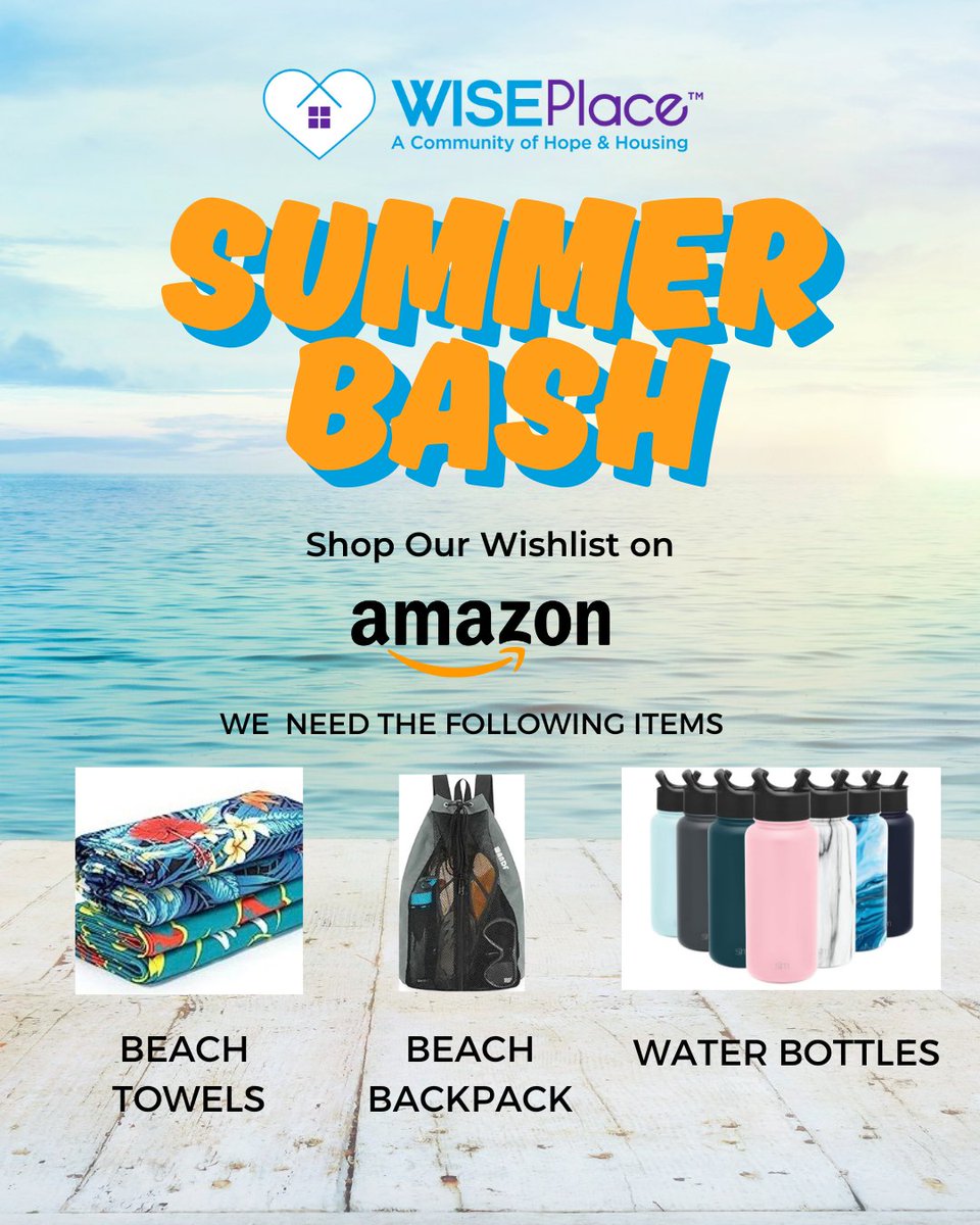 Every year we host our #WISEPlace Summer Bash for the benefit of our #WISEPlace participants and alumni. Help us make this annual event extra special this by donating much needed summer essentials!  Please shop our Amazon Wish List here:  amazon.com/hz/wishlist/ls…
