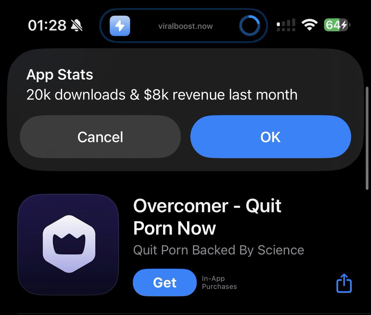 QUITTR → $300,000/mo

Overcomer → $8,000/mo

In just 3 months, this QUITTR copycat reached $8K MRR:

- Find something that already works

- Clone it

- Create viral content on tiktok/ig

Easiest way to make money right now?
