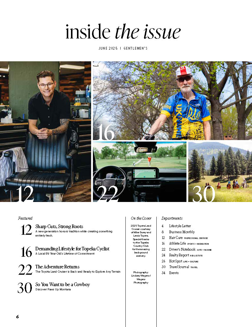 Gears, Shears, Luxury Steers in the Golden City's Gentlemen Issue.
Wonder where we get our content, it’s from you—normal, everyday Topeka citizens! I thought it would be fun to give you a behind the scenes peek... Read about it on page 4 in our June issue citylifestyle.com/topeka