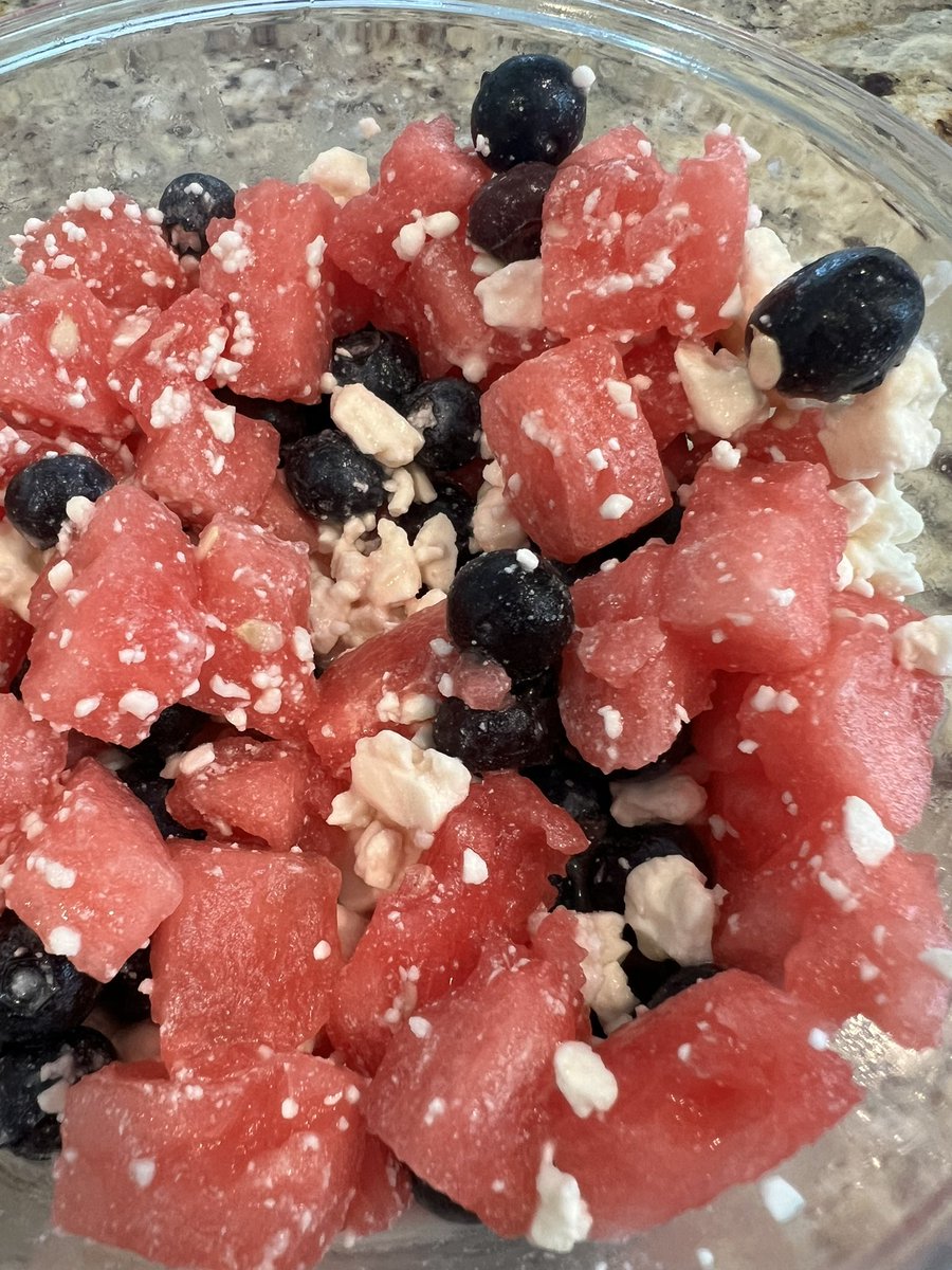 Surprisingly good. Watermelon, blueberry, and feta.