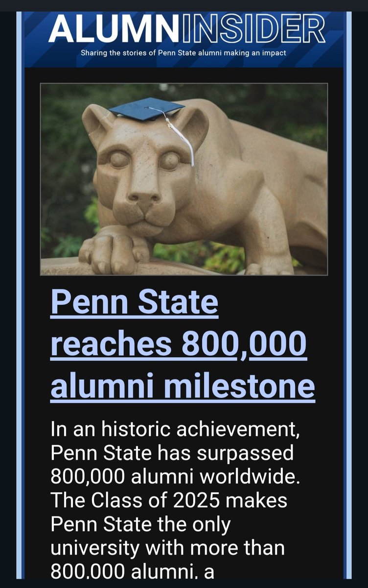 The largest living alumni base in the world continues to grow. There is no stronger network in the world. Penn State is the standard #Weare