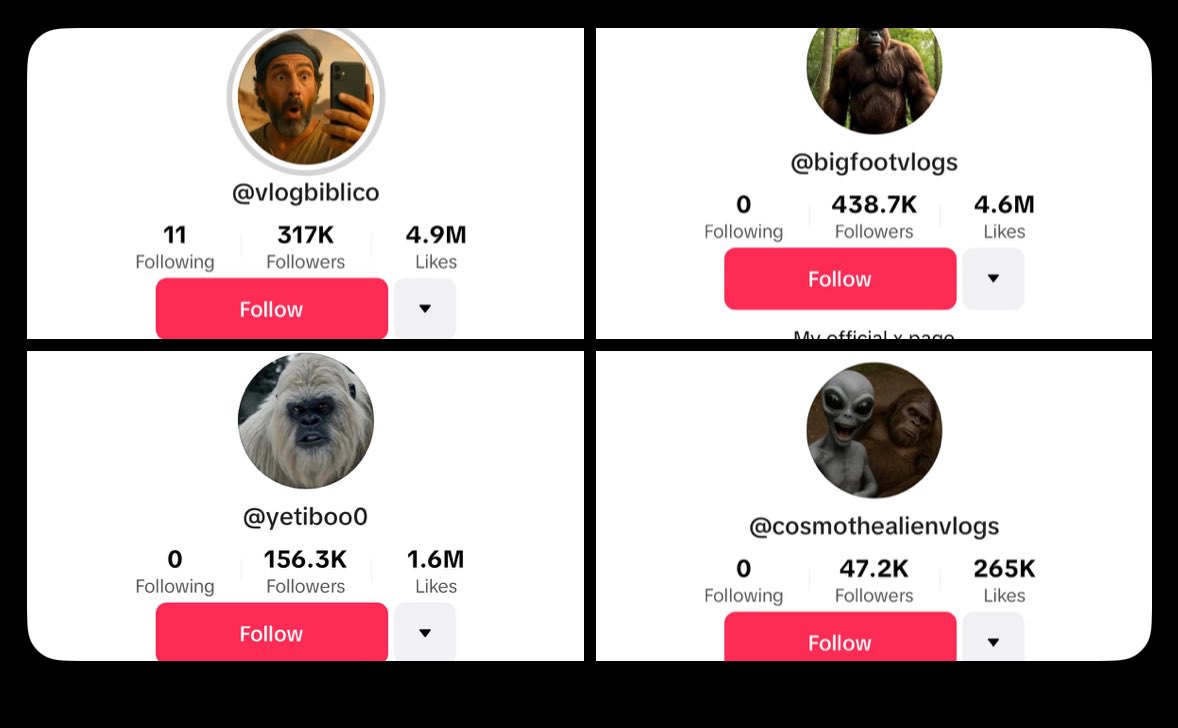 contrariandzii's tweet image. This reminds me of Italian rot and Tim Cheese, but i why j feels this much bigger. The numbers are growing, and we’ll see more AI streamers, youtubers and vloggers in the future. 
R/r looks good for me

4TrLgXh19LmbMzdN5BdxWAYqXGVBMN5NzPYT2BK7pump

$vlogs
$aislop
$bigfoot