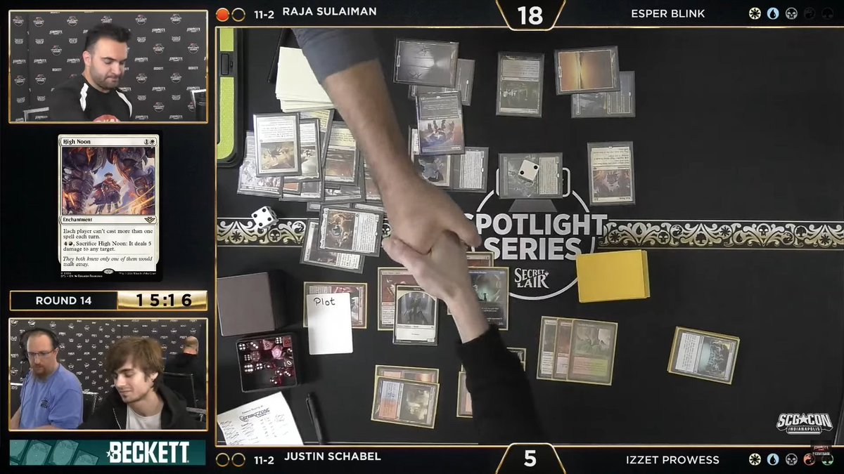 Raja takes it down 2-0 and is expected to have a slot in the Top 8 of #SpotlightSecretLair! 💪

Justin is still alive, with excellent tiebreakers going into the final round! 

See the action unfold live from #SCGINDY! 👀

youtube.com/watch?v=6btdyg…
twitch.tv/starcitygames
