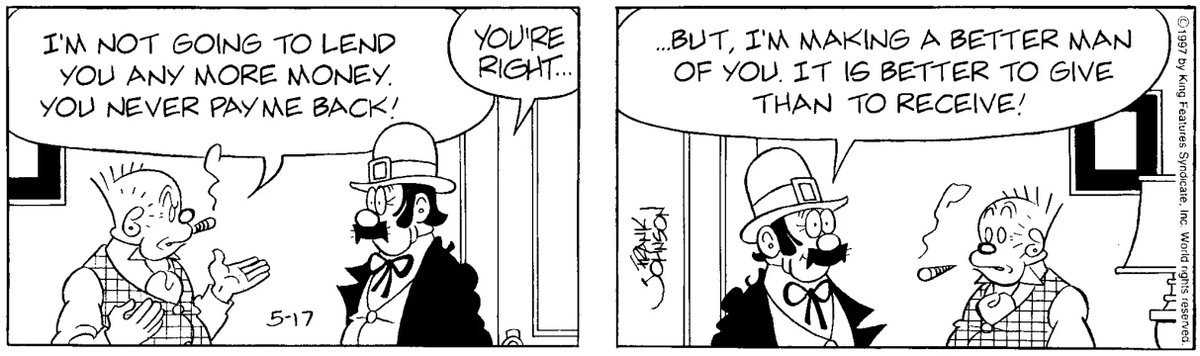 Some people need to learn to be more charitable 😌
Bringing Up Father from 1997 #vintage #vintagecomics
Read more: comicskingdom.com/vintage/bringi…