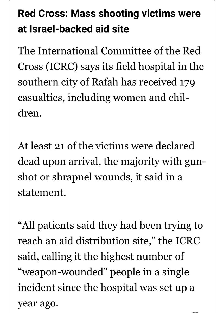 The Red Cross says the “humanitarian aid” massacre has resulted in its Rafah field hospital receiving “the highest number of ‘weapon-wounded’ people in a single incident” since it opened a year ago.