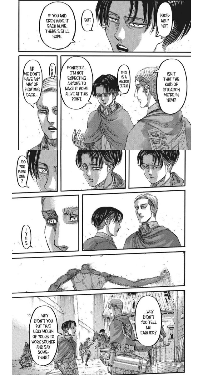 llys543's tweet photo. (that's why he just kept quiet when Levi asked what the plan was) but he chose to give up on his dream at the end. That's what Floch couldn't see abt Erwin https://t.co/ETqoFhOwBZ