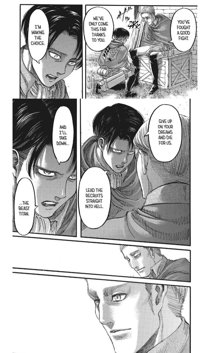 llys543's tweet photo. (that's why he just kept quiet when Levi asked what the plan was) but he chose to give up on his dream at the end. That's what Floch couldn't see abt Erwin https://t.co/ETqoFhOwBZ