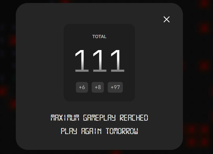 Suvajit107's tweet photo. Hit the limit with a perfect score of 111! @newton_xyz 
🔁 Time to recharge and come back stronger tomorrow!
gNEWT😴 https://t.co/D2exz017Pw