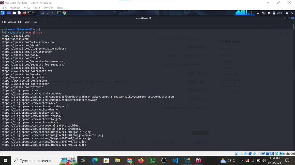 whoami_anisur's tweet image. Task for #Class16

Name - Anisur Rahman
Task 16 is complete.

Topic: Fetch all the URLs
Tool Used: Waybackurls

Mentor: @SakibZisan 
Founder of @Bytecapsule 

#Bytecapsule #Mission2025 #Task16 #EthicalHacking