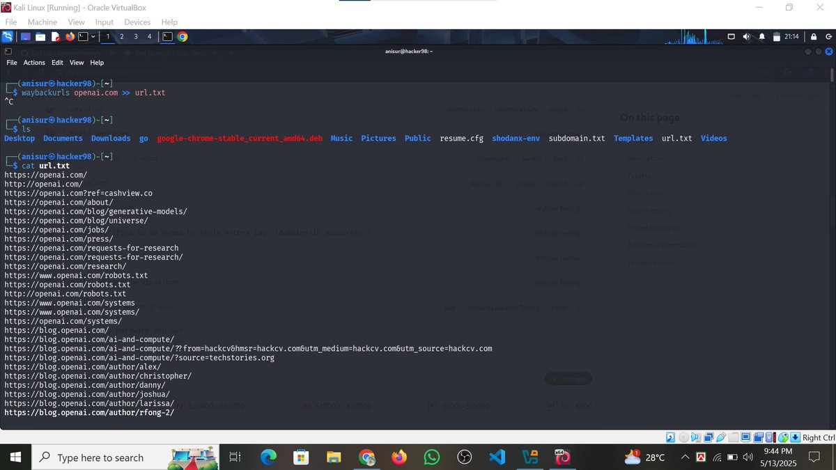 whoami_anisur's tweet image. Task for #Class16

Name - Anisur Rahman
Task 16 is complete.

Topic: Fetch all the URLs
Tool Used: Waybackurls

Mentor: @SakibZisan 
Founder of @Bytecapsule 

#Bytecapsule #Mission2025 #Task16 #EthicalHacking