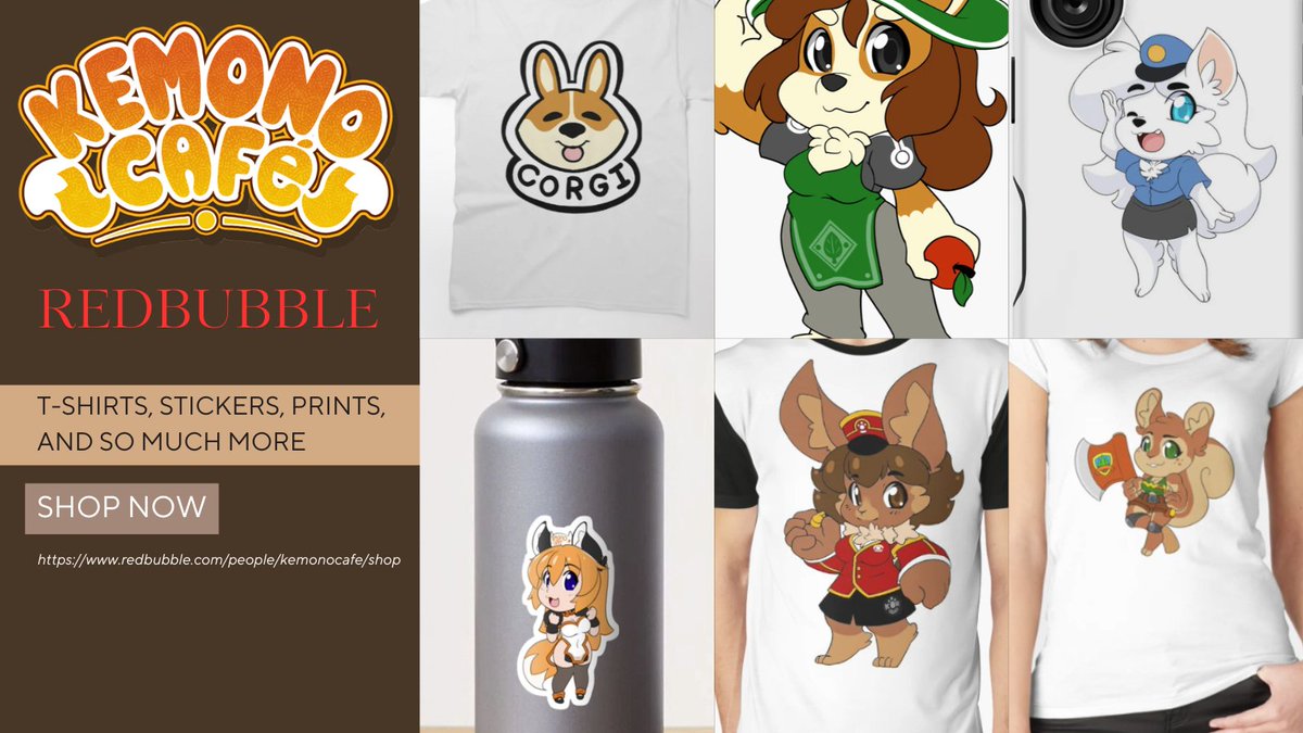 Sticker lover? Fan of adorable chibi characters? Or just want custom clothing with your favorite Kemono Cafe character?
We have it all in our #RedBubble store!

redbubble.com/people/KemonoC…