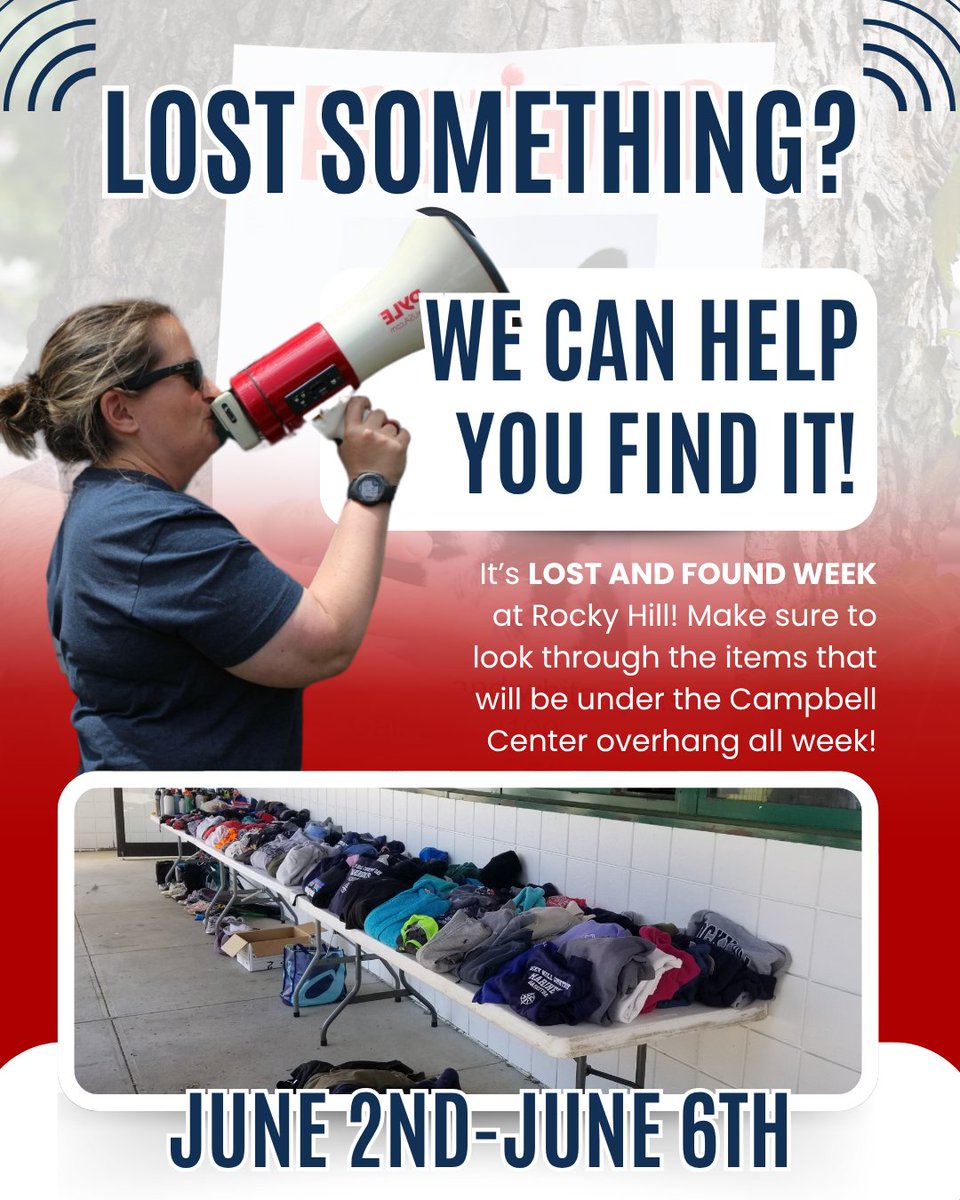 Rocky Hill Mariners (@rhcdmariners) on Twitter photo !!!THIS WEEK ONLY!!!
.
The <a href="/RockyHillCD/">Rocky Hill Country Day School</a> Annual "Lost and Found" Week as arrived. Make sure to stop by the Campbell Center overhang to look for any misplaced items that have been collected throughout the year!
.
#TheMarinerWay !!!THIS WEEK ONLY!!!
.
The <a href="/RockyHillCD/">Rocky Hill Country Day School</a> Annual "Lost and Found" Week as arrived. Make sure to stop by the Campbell Center overhang to look for any misplaced items that have been collected throughout the year!
.
#TheMarinerWay
