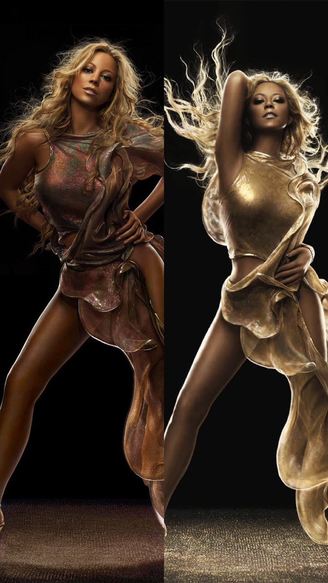 finding out this Mariah Carey dress is real! from the brand “Threeasfour” but she cut it out with her personal scissors to show more leg and it ended up with two dresses…iconic.