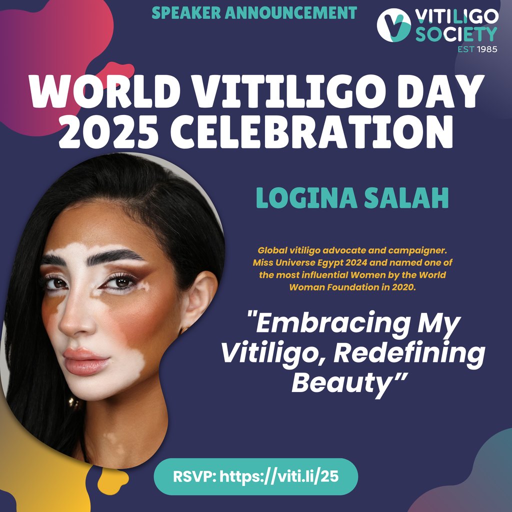 👑#WorldVitiligoDay Speaker <a href="/LoginaSalah/">Logina Salah</a> presents: “Crowned in Confidence: Embracing My Vitiligo, Redefining Beauty.”

📅 June 25, 2025
🕖 Event starts at 7:00 PM BST
📍 Online (Zoom)

🎟️ Save your seat: viti.li/25

#BeautyRedefined #VitiligoAdvocate #Confidence
