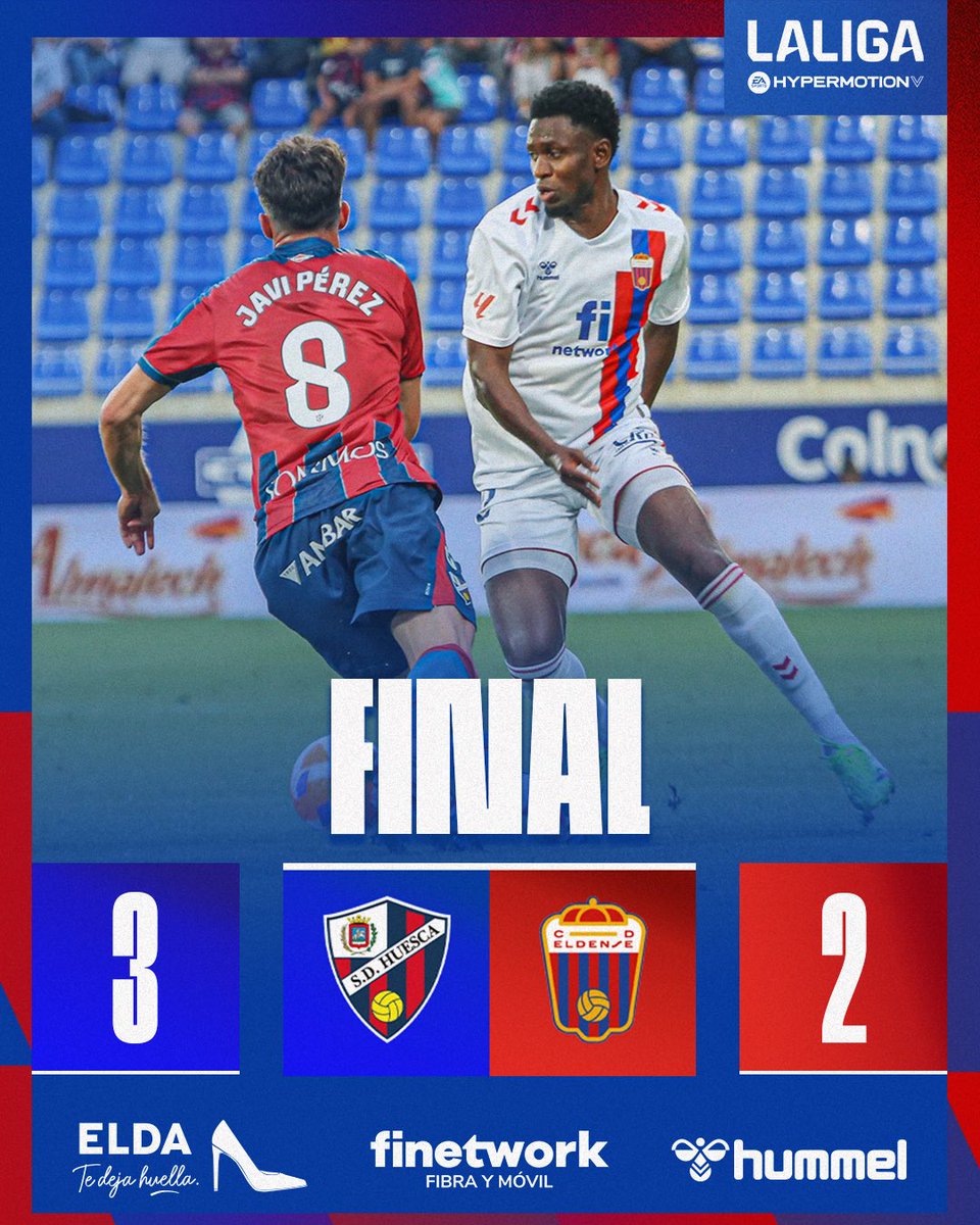 🔚 90’ | 3-2 | ¡Final del #HuescaEldense en El Alcoraz! ⚔️

#ElijoSoñar ✨ #AupaDeportivo