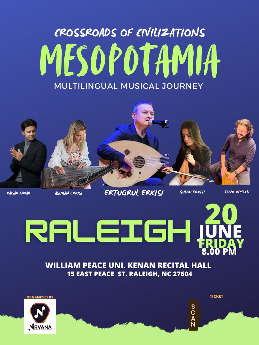 NC / RALEIGH
13 Haziran
Saat  8.00 PM
Türkçe, Kürtçe, Arapça, Ermenice Elazığ, D.bakır ve Urfa türküleri..
Bekliyoruz..
Bilet linki:

eventbrite.com/e/138274453913…