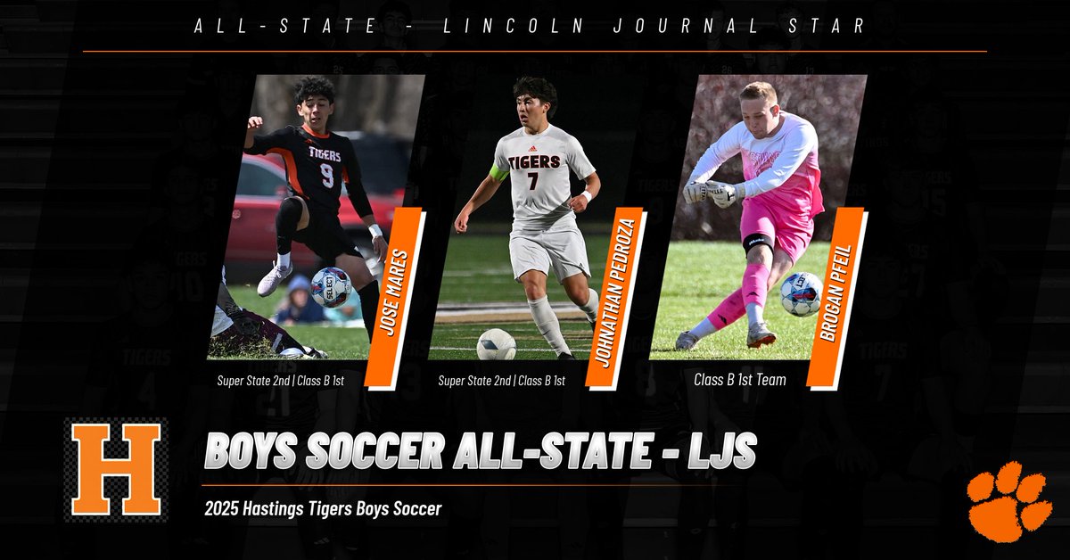 Congratulations to Tiger Boys Soccer players for earning All-State honors from the Lincoln Journal Star

Jose Mares: Super State 2nd Team, Class B 1st Team

Johnathan Pedroza: Super State 2nd Team, Class B 1st Team

Brogan Pfeil: Class B 1st Team

#every1aTIGER