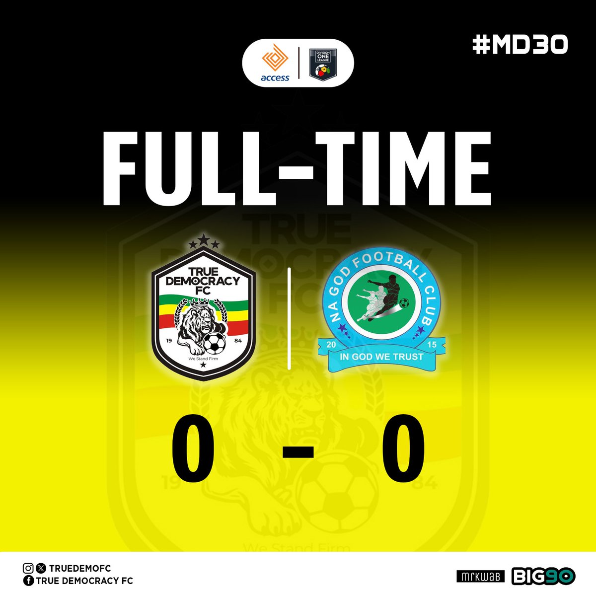 Final result after 90 minutes of play.