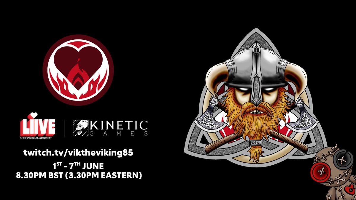 VikTheViking85 (@viktheviking85) on Twitter photo We're Live!
It's the first stream of 7 for #Charity
#GhostHuntsForHearts raising money for the <a href="/American_Heart/">American Heart Association</a> in Partnership with <a href="/PlayPhasmo/">Phasmophobia</a>
twitch.tv/viktheviking85
#Tiltify Link: tiltify.com/@viktheviking8…
#KineticGamesPartner #Phasmophobia #Twitch <a href="/Heart_Liive/">Heart Liive ❤️</a> We're Live!
It's the first stream of 7 for #Charity
#GhostHuntsForHearts raising money for the <a href="/American_Heart/">American Heart Association</a> in Partnership with <a href="/PlayPhasmo/">Phasmophobia</a>
twitch.tv/viktheviking85
#Tiltify Link: tiltify.com/@viktheviking8…
#KineticGamesPartner #Phasmophobia #Twitch <a href="/Heart_Liive/">Heart Liive ❤️</a>