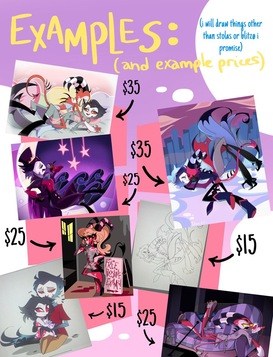 liarkinq7's tweet image. COMMISSIONS ARE OPEN π
Start by sending me a dm so we can start discussing expectations and all that fun stuff :) #helluvaboss #artcommissions #stolas #blitzΓΈ