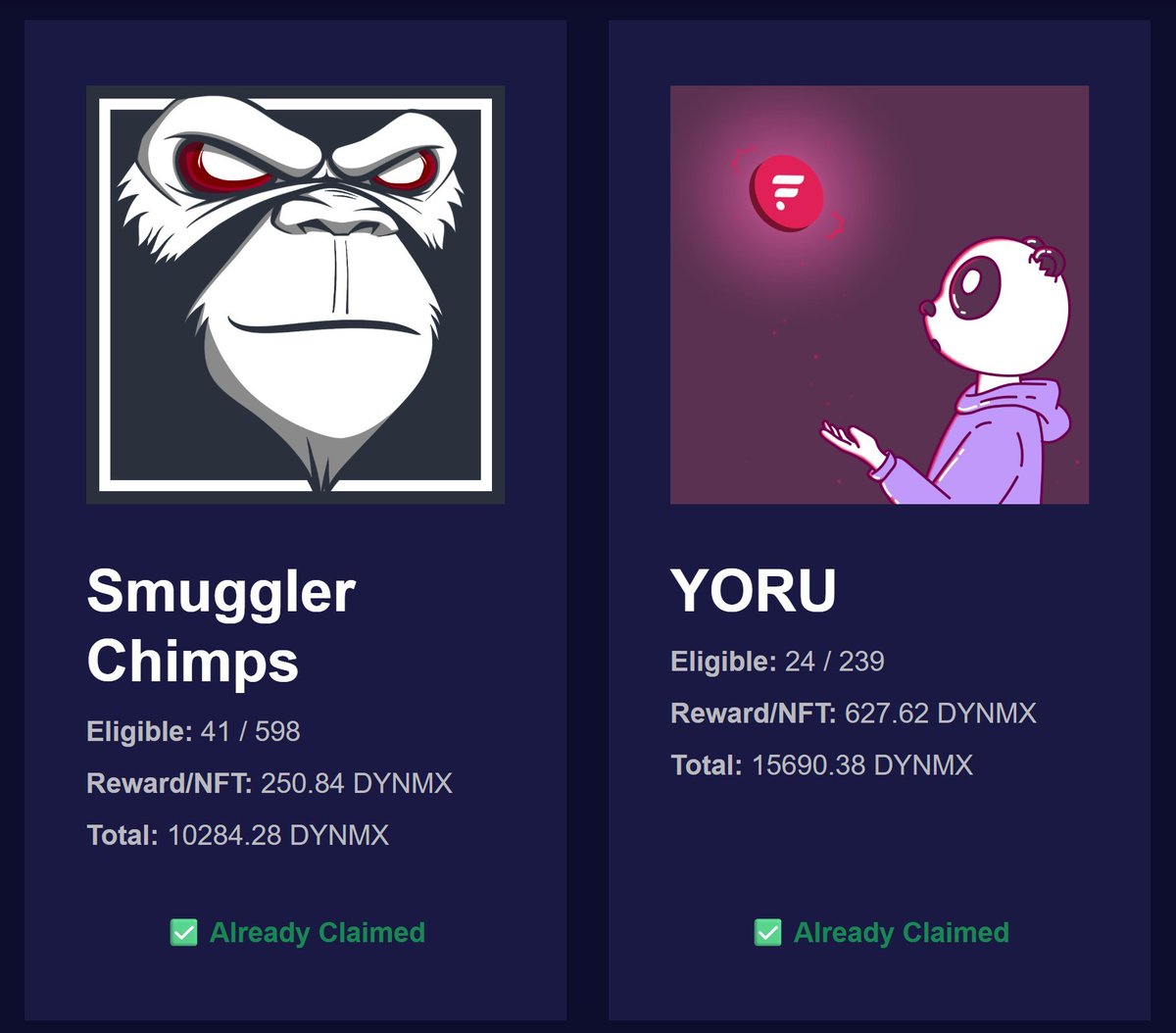 📢 Announcement Time! 🚀

It's our mission to resurrect the #NFT space on the #FlareNetwork - and it starts NOW!

Claim $DYNMX Rewards for all your fully-fused NFTs that are powered by Digital Dynamix!

Watch closely was our ecosystem expands! LFG!!!

👉 digitaldynamix.co.uk/rewards
