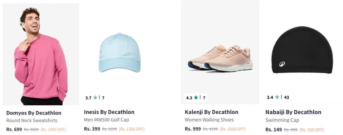 Myntra : Upto 80% off on DECATHLON Sports Clothing. 

Men : myntr.it/4ww4g9D
Women : myntr.it/b0A28XS
Girls : myntr.it/sq3rsWp
Boys : myntr.it/1hstV9W