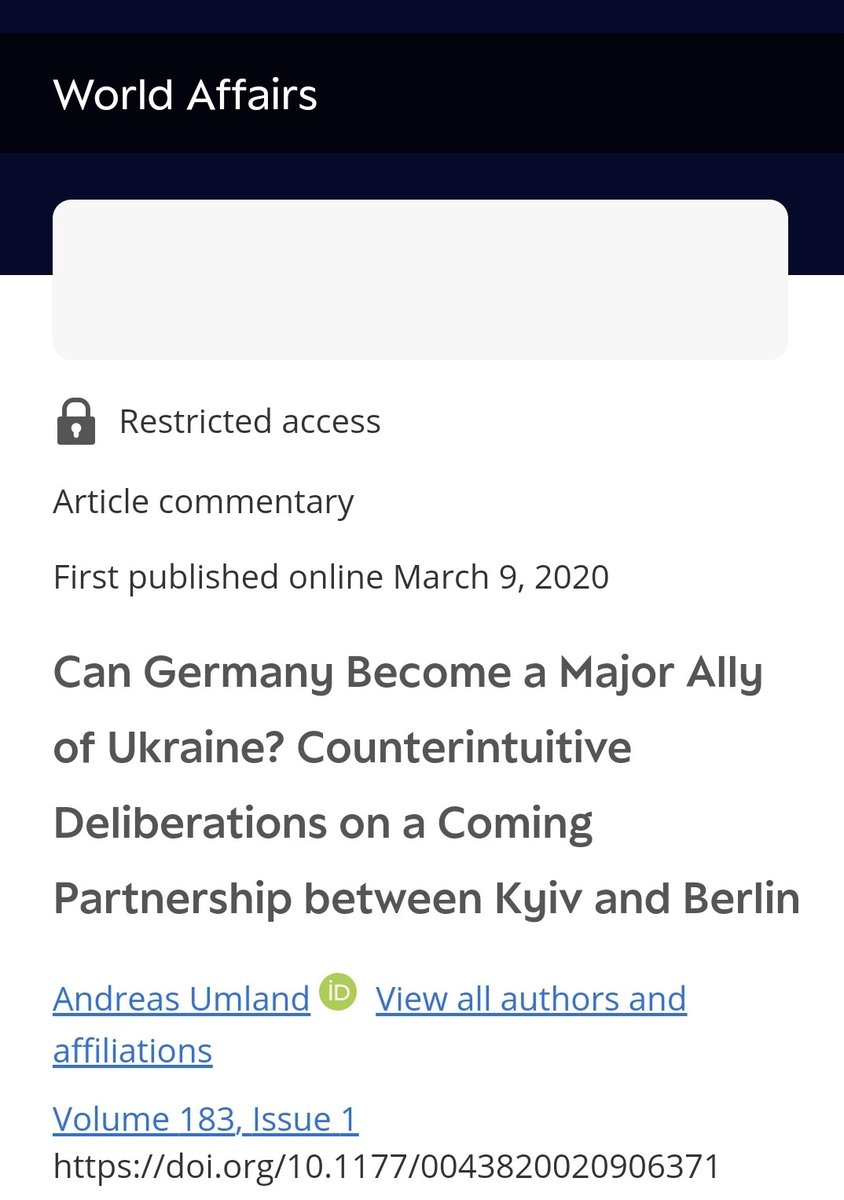 While the current rapprochement between Ukraine &amp; Germany is heavily determined by recent developments, longer trends in this direction were already discernable 5 years ago:

researchgate.net/publication/33…

<a href="/WAJournal/">World Affairs</a> <a href="/PolicyStudies/">PSO</a> @SCEEUS_UI <a href="/ResearchUI/">UI Research</a> <a href="/UISweden/">Utrikespolitiska institutet</a> <a href="/Ukrainki_UA/">Ukrainki_UA</a>