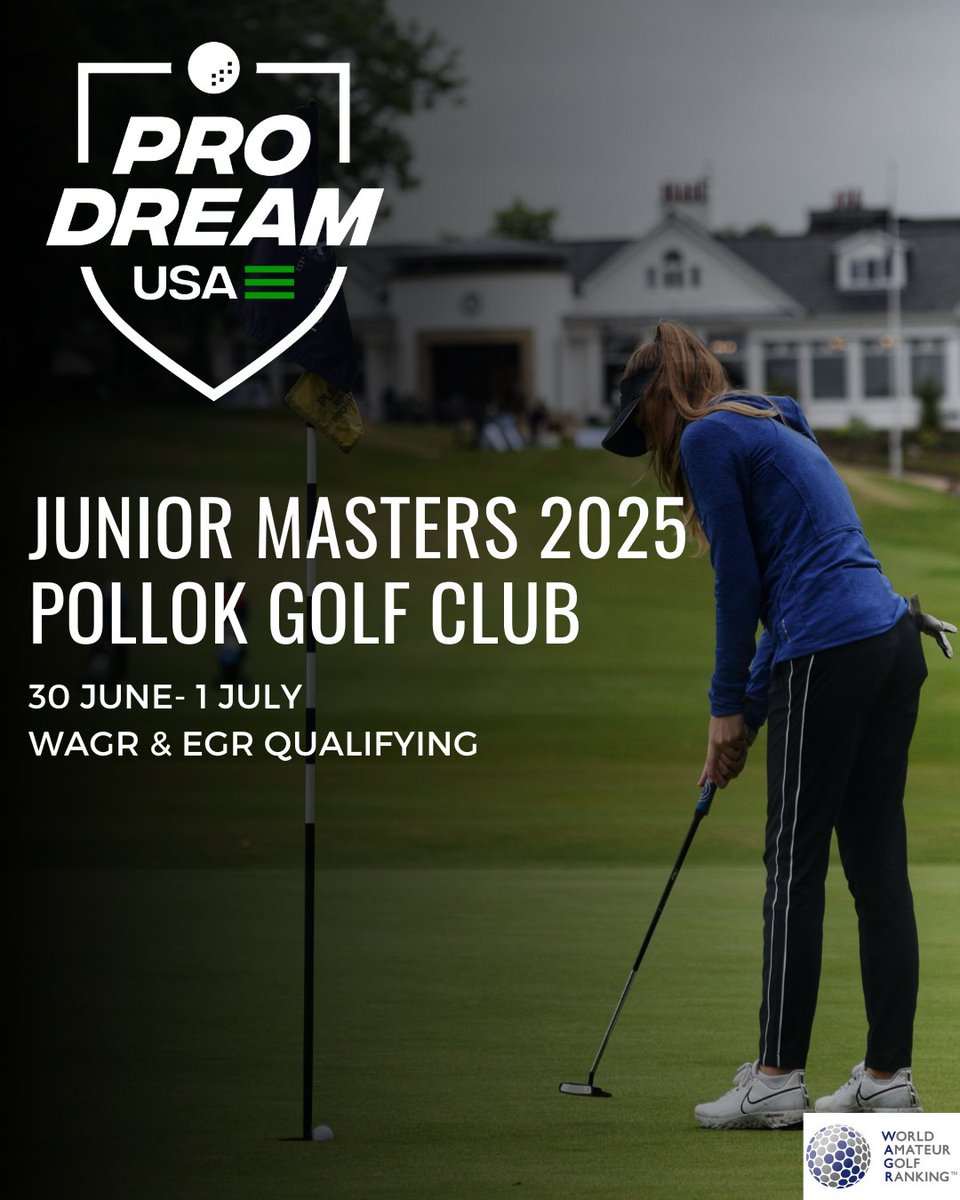 |30 June-1 July 2025|
Junior Masters

We make our way to Pollok Golf Club once again this June and we can't wait for you to experience it for yourself.

Visit the NewsHub section of our website to enter ⛳ ➡️ prodreamusa.com/post/prodreamu…
