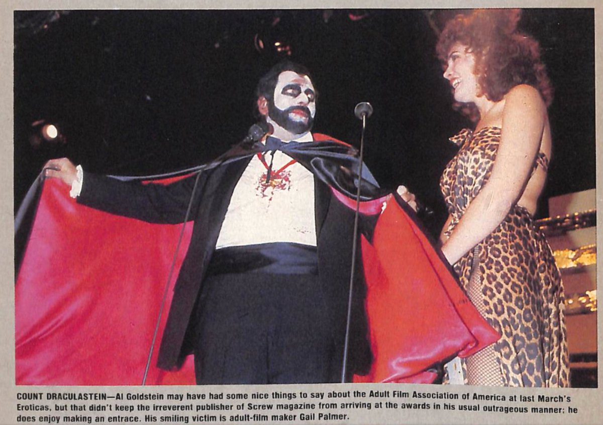 Clicked a random magazine in here, immediately found this powerful image of Al Goldstein dressed as Dracula at the 1984 Adult Film Awards.
x.com/TheRialtoRepor…