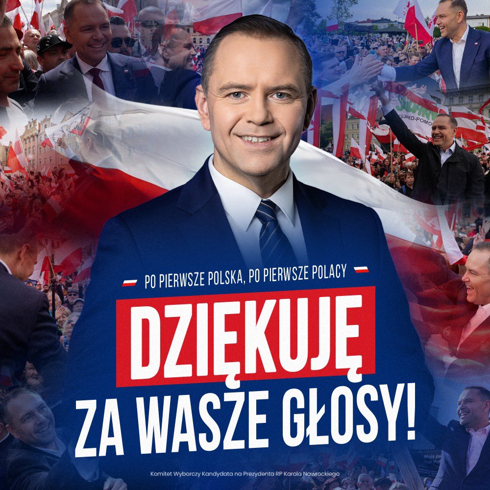 Dziękuję za Wasze ogromne wsparcie!🇵🇱 Czekamy na oficjalne wyniki. Do zwycięstwa!❤️ #Nawrocki2025