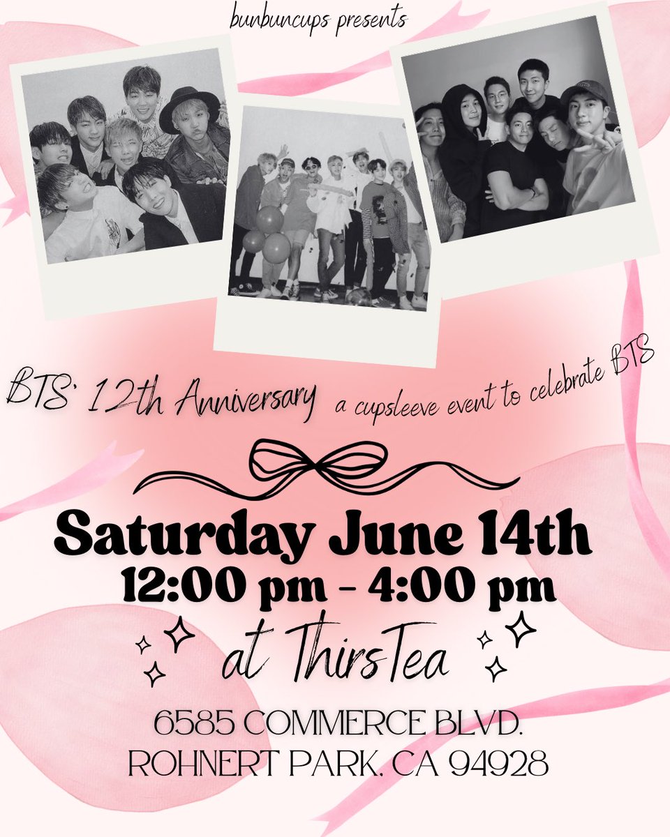 come celebrate bts with us Saturday June 14th 12:00pm - 4:00pm ꕥ