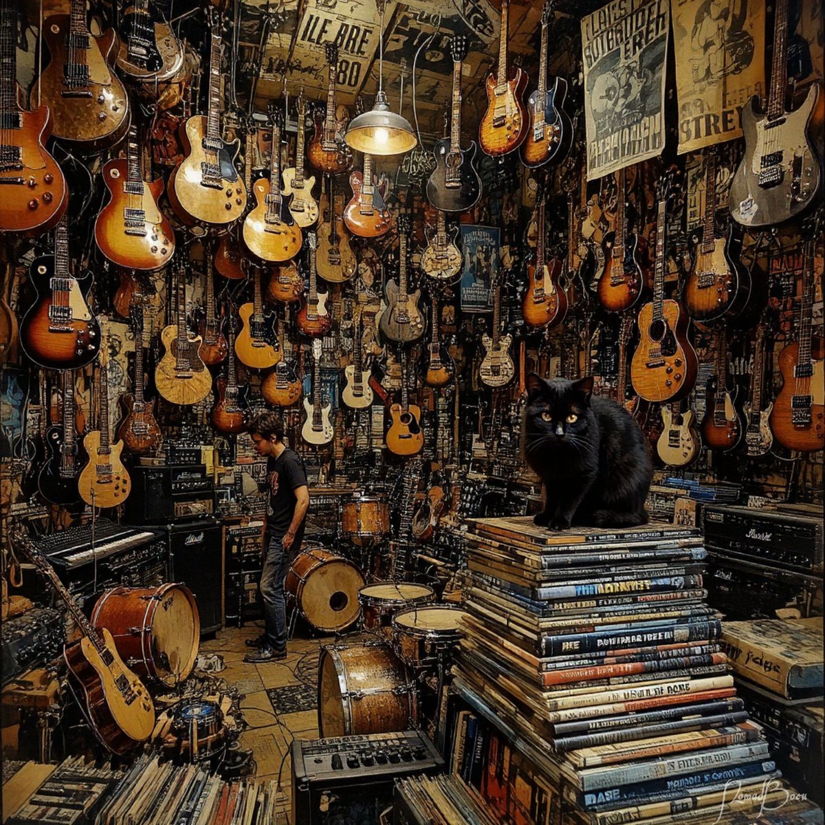 NomadBocu's tweet photo. QT guitar or music shop 🥰
#NomadBocu #AdventureCat #AIArt #BlackcatAesthetics #BlackCat #Cats #CatsOnTwitter #AIArtistCommunity #AIArtCommunity #kedi #kitty #katze #cluttercore https://t.co/vO2sKf4Xn1