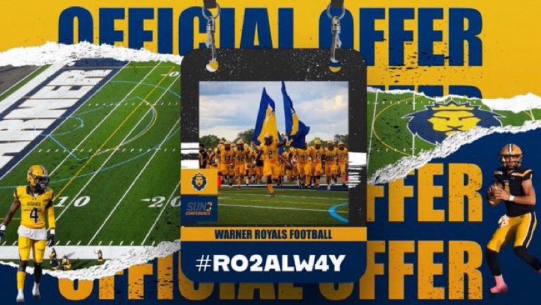 Cayden Ricks (@turtle_ricks) on Twitter photo After a great conversation with <a href="/CoachJoeNieves/">Coach Joe Nieves</a> I am blessed to receive my third off from <a href="/WarnerUFootball/">Warner Football</a>
<a href="/RecruitingBh/">BH Recruiting Assistance</a> <a href="/coachkd15/">Kyle Dougherty ๐๐</a> <a href="/CoachTrav8/">Travis Williamson</a> <a href="/CoachLaryYHS/">Coach Lary</a> After a great conversation with <a href="/CoachJoeNieves/">Coach Joe Nieves</a> I am blessed to receive my third off from <a href="/WarnerUFootball/">Warner Football</a>
<a href="/RecruitingBh/">BH Recruiting Assistance</a> <a href="/coachkd15/">Kyle Dougherty ๐๐</a> <a href="/CoachTrav8/">Travis Williamson</a> <a href="/CoachLaryYHS/">Coach Lary</a>
