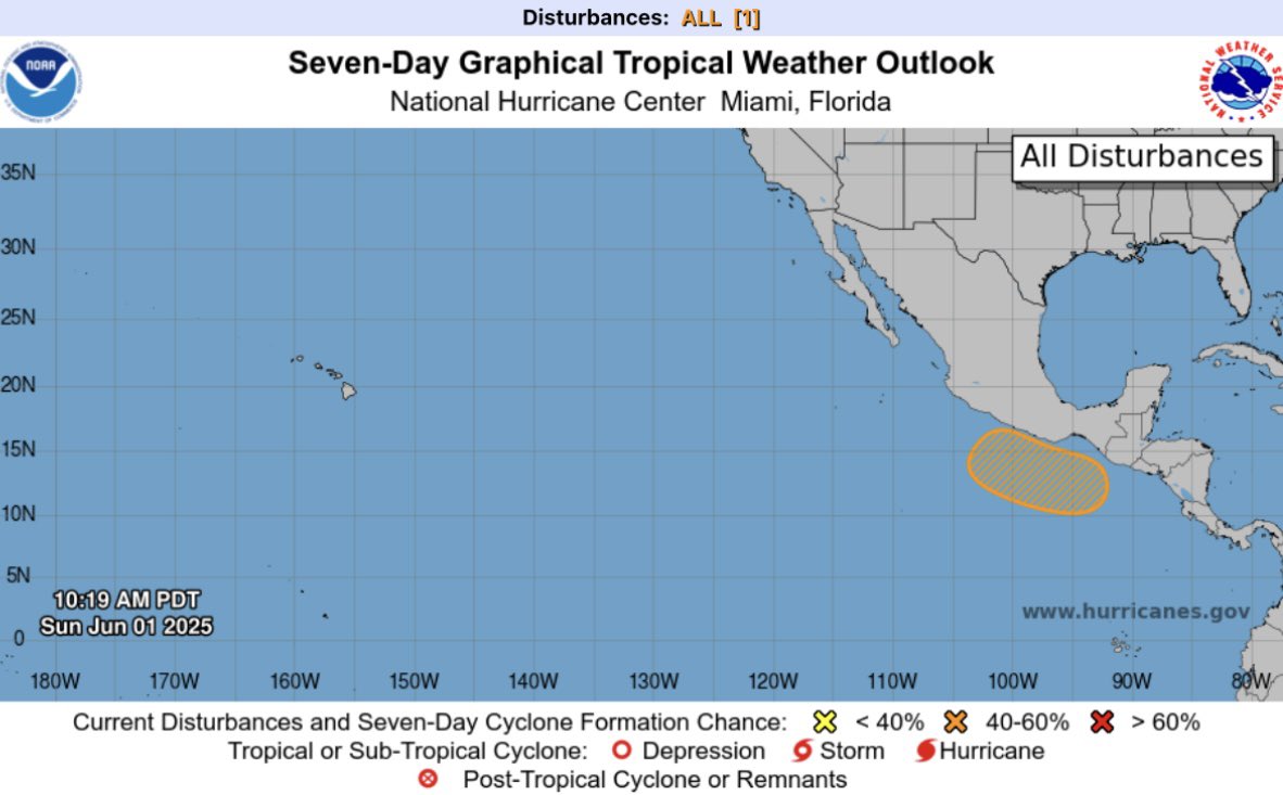 The NHC has expanded their Tropical Weather Outlook to include the Central Pacific to 180°W. Big fan of this change.