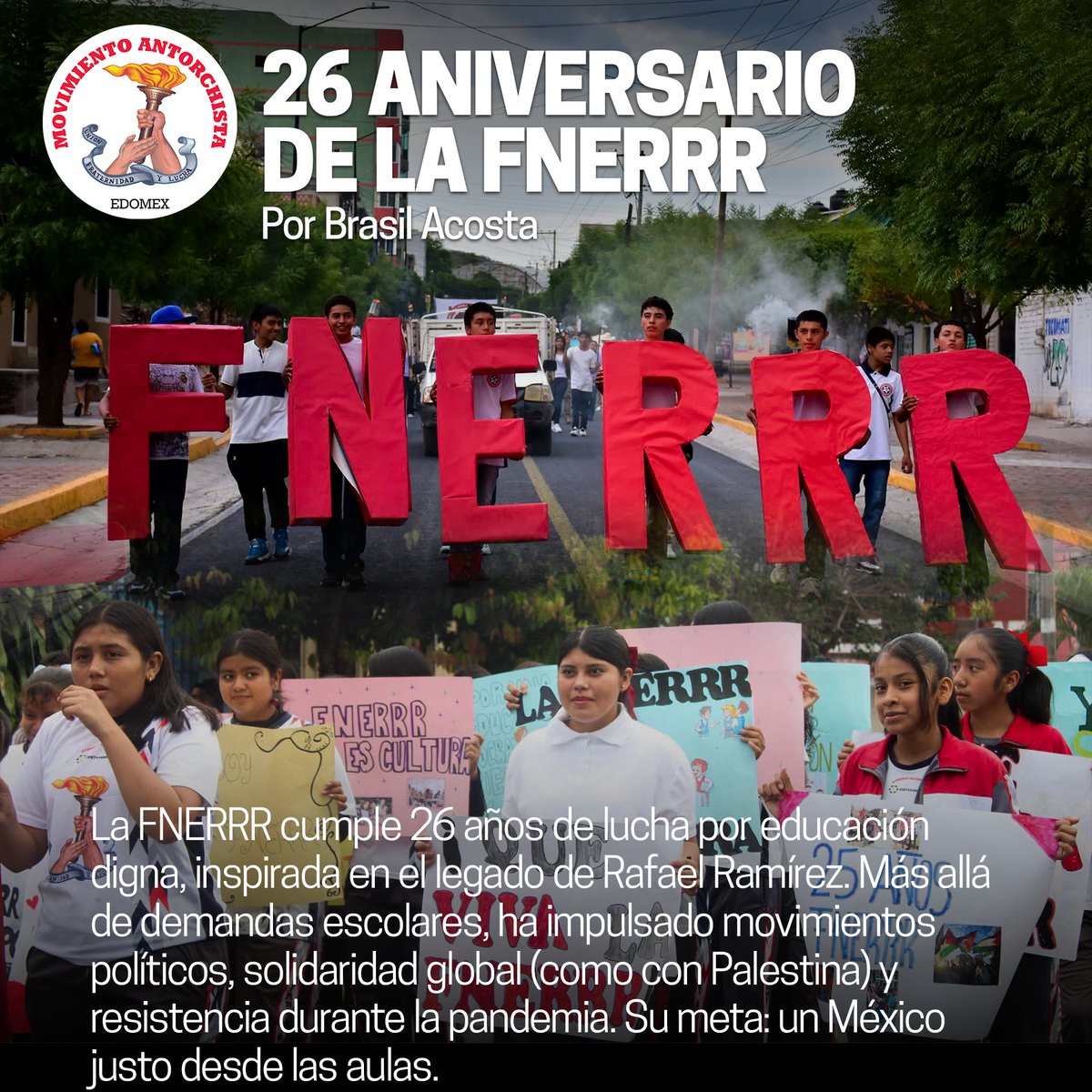 DrBrasilAcosta's tweet image. La @FNERRR_NACIONAL nació en 1999 de la unión de movimientos como el #MEPHS y #MEIMA (del que formé parte en mis días en @uach_chapingo).
Su meta: educación digna para todos. ¡26 años de lucha estudiantil!

#FNERRR26Años #EducaciónParaElPueblo
#Entérate tinyurl.com/5chssuxe