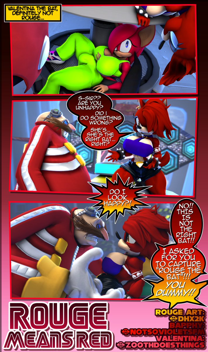 "ROUGE MEANS RED!" when the newly hired Eggboss, Bapphy, returns with Rouge in her capture. Dr. Robotnik was excited, but was quickly disappointed when there had been quite the mix up! [1/4]

Featuring <a href="/NotSoVioletSFM/">🔞Not-So-Violet-SFM🔞</a>'s Bapphy!!