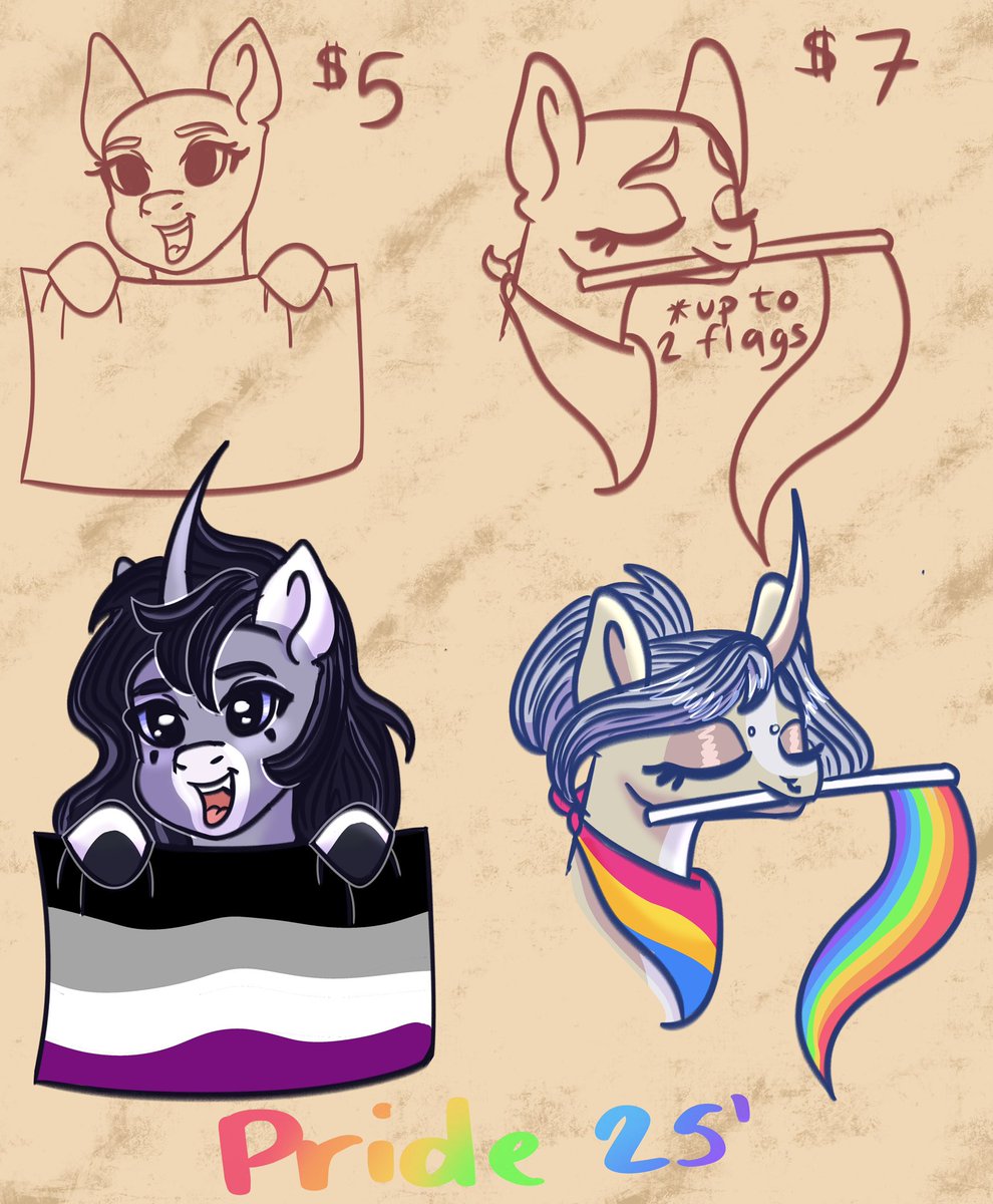 so i made some really simple ych’s for this year’s pride. p@yp@l, dm or comment to claim 
HAPPY PRIDE