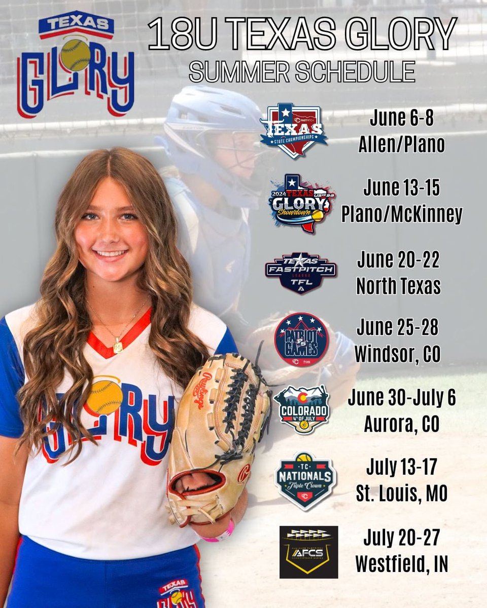 Hutton2027's tweet image. 2025 Summer Schedule ❤️🤍💙