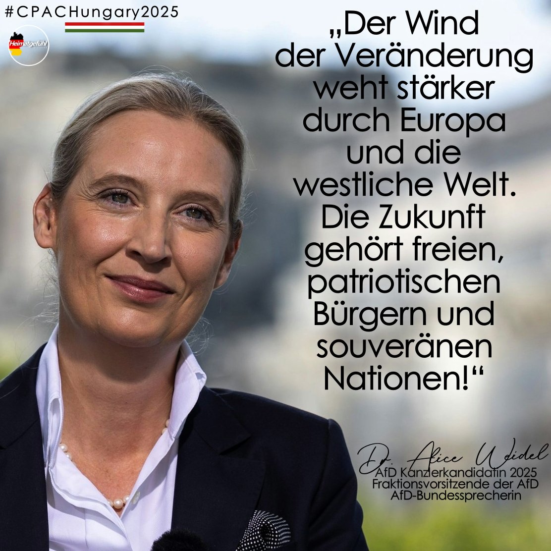 HeimatliebeDE's tweet photo. Alice Weidel brachte es in Ungarn auf den Punkt!

Diese Frau kann Kanzler. 🇩🇪 https://t.co/laQqXNt61X