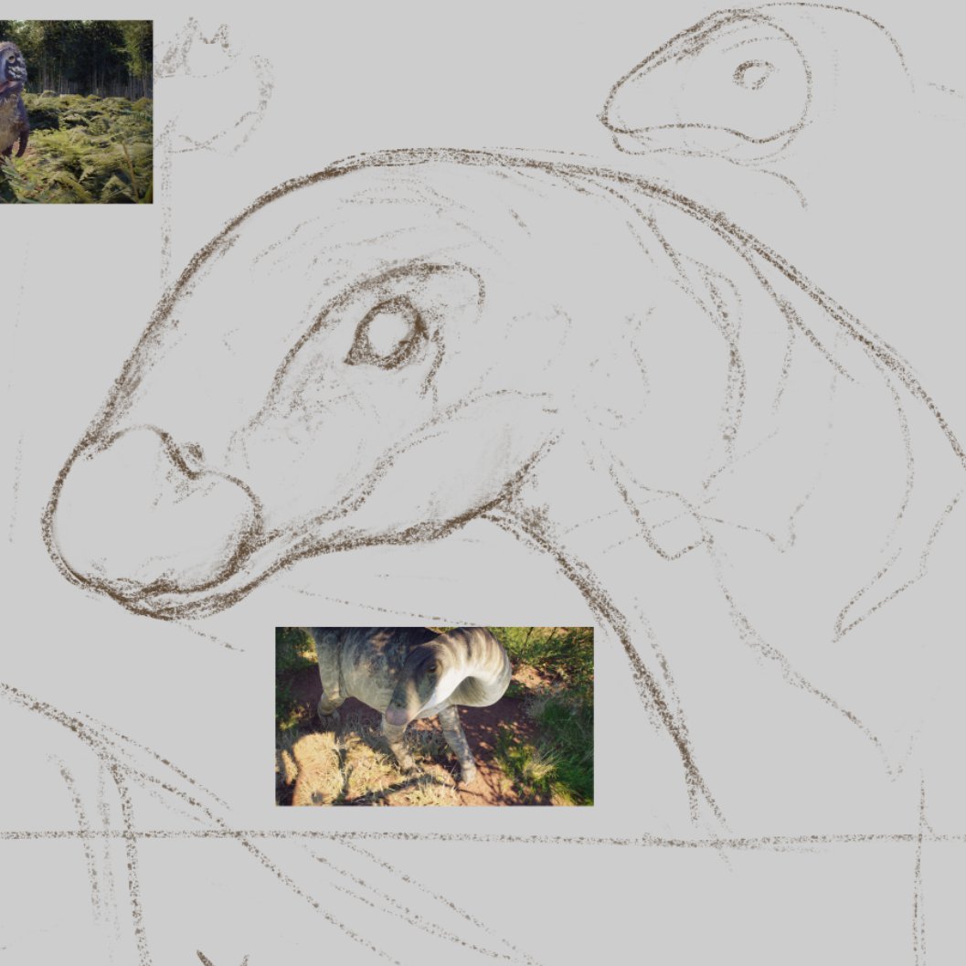 sketching the baby dinosaurs from pk