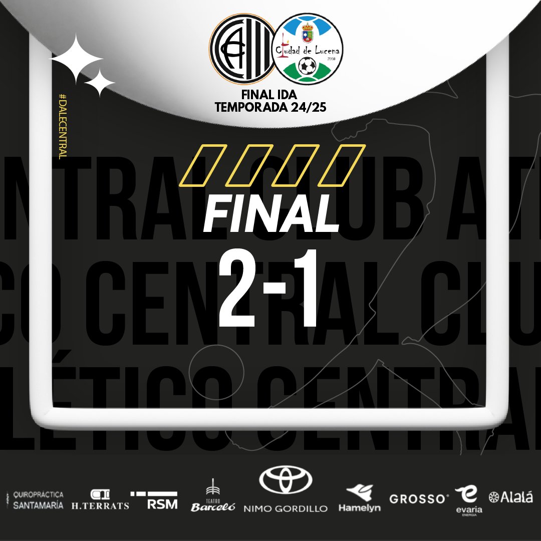 ⚫⚪ ¡FINAL DEL PARTIDO!

CAC 2- 1 Ciudad de Lucena 

#DaleCentral #ClubAtléticoCentralLucena #APorLosPlayOffs