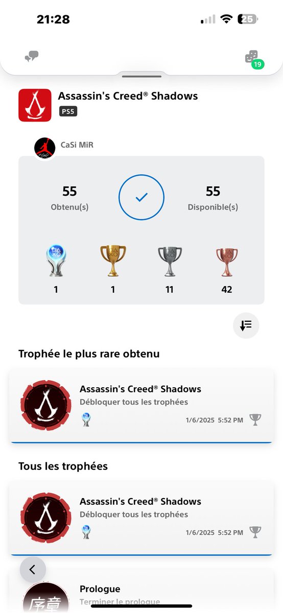 Platine 399: #AssassinsCreedShadows   
✌️✌️✌️🏆🏆🏆