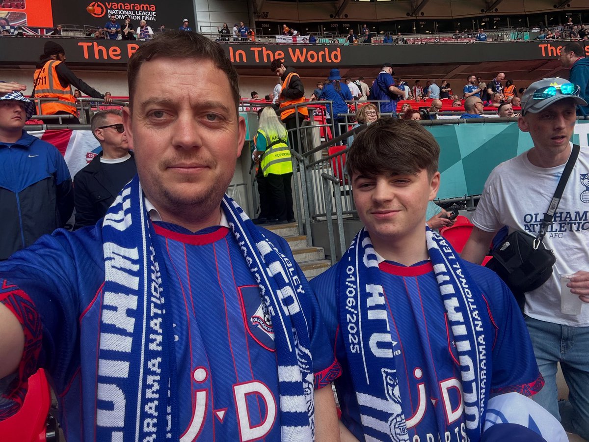 What a day #OAFC. That is how you do the play offs. #JoeGarner unbelievable in getting us promoted from hardly having a kick for months. Tom Pett unbelievable signing. 2 great clubs not where they should be but so happy we’re back in the football league where we belong. 🔵⚽️