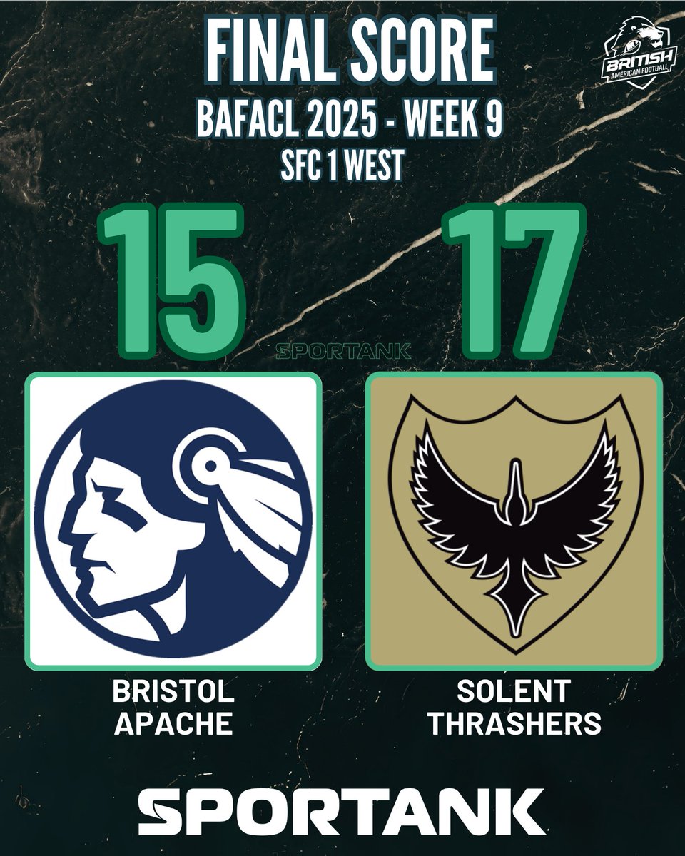 sportank's tweet photo. Solent Thrashers defeat Bristol Apache in Week 9. https://t.co/riBzjDrXDD