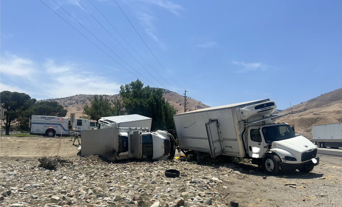 The northbound I-5 off ramp to Grapevine Road will be closed for an extended period due to a crash. Three box trucks following each other lost control negotiating the off ramp resulting in all three box trucks crashing.