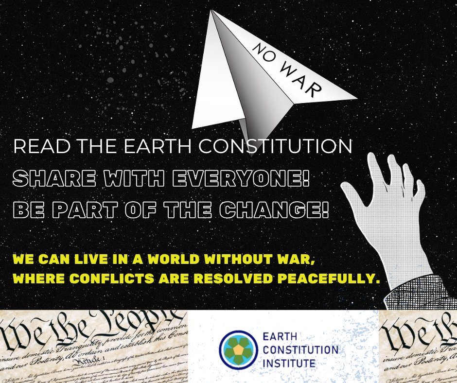 🙏 Everybody need to know about the text of the #EarthConstitution. The ratification of this document is key to solve global problems such as war, climate change, and the development of nuclear weapons.#pwp16

Read the text: earthconstitution.world/text-of-the-ea…

Re-post it in your timeline.