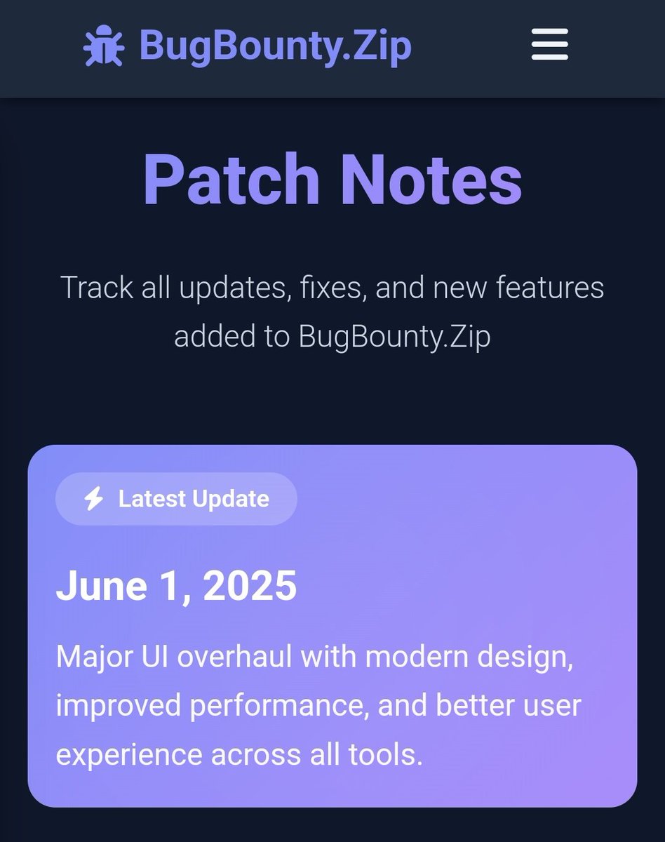 Complete UI redesign with modern dark/light theme support and smooth animations. 

#BugBounty 

bugbounty.zip/Patch.html