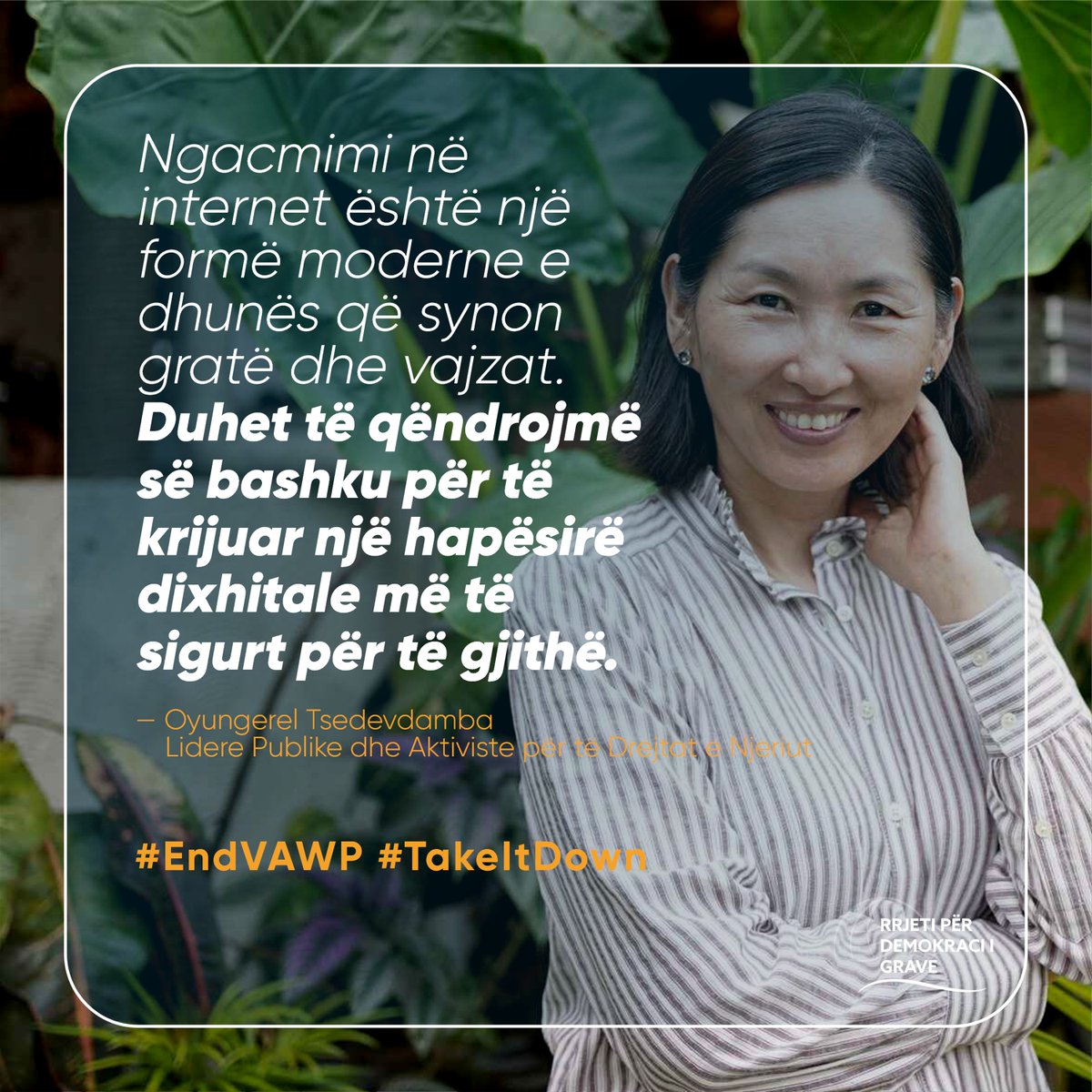 Dhuna e lehtësuar nga teknologjia ndaj grave kërcënon demokracinë dhe shtetin ligjor. Respekti dhe siguria për të gjitha janë thelbësore për një shoqëri demokratike. Duhet të veprojmë për të mbrojtur të drejtat, dinjitetin dhe lirinë e shprehjes ⚖️ #EndVAWP #TakeItDown