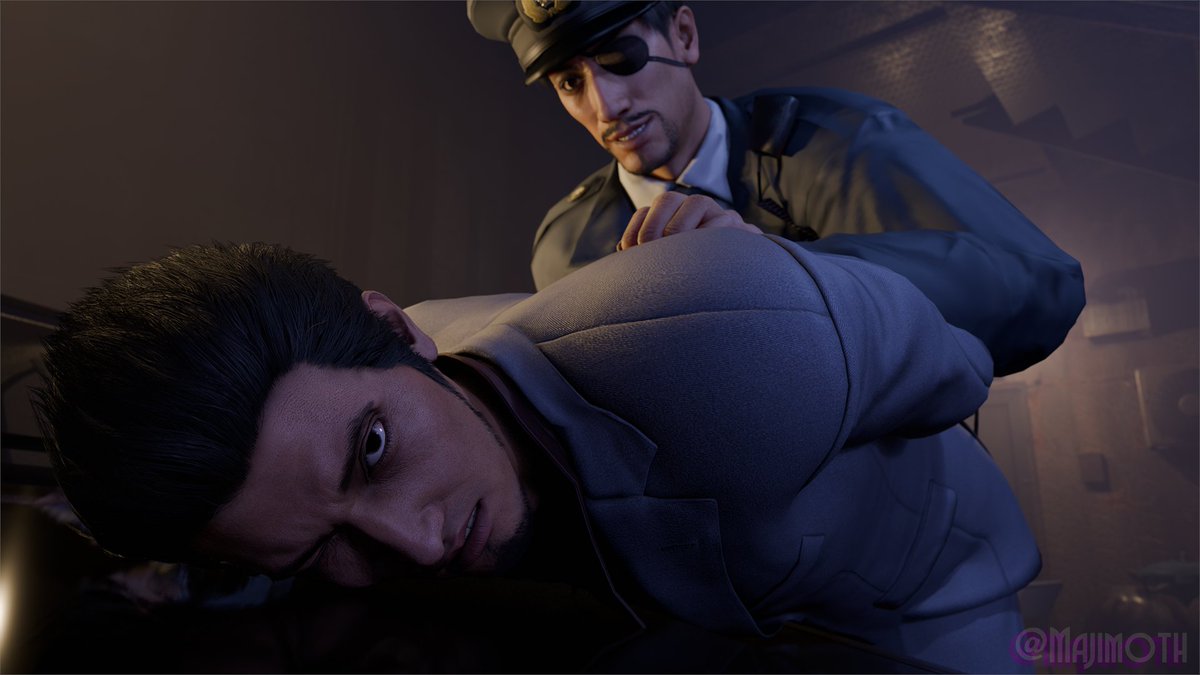 majimoth's tweet image. Unregistered Weapon 🚨
“Standard procedure,” Majima lies, dragging his hand down Kiryu’s thigh before grabbing a whole lot of nothing legal.
Kiryu clenches his jaw.
An unregistered weapon? Oh, he finds it 😳.
Animated version on Patreon 💕
#Kiryu #Majima #Kazumaji #真桐